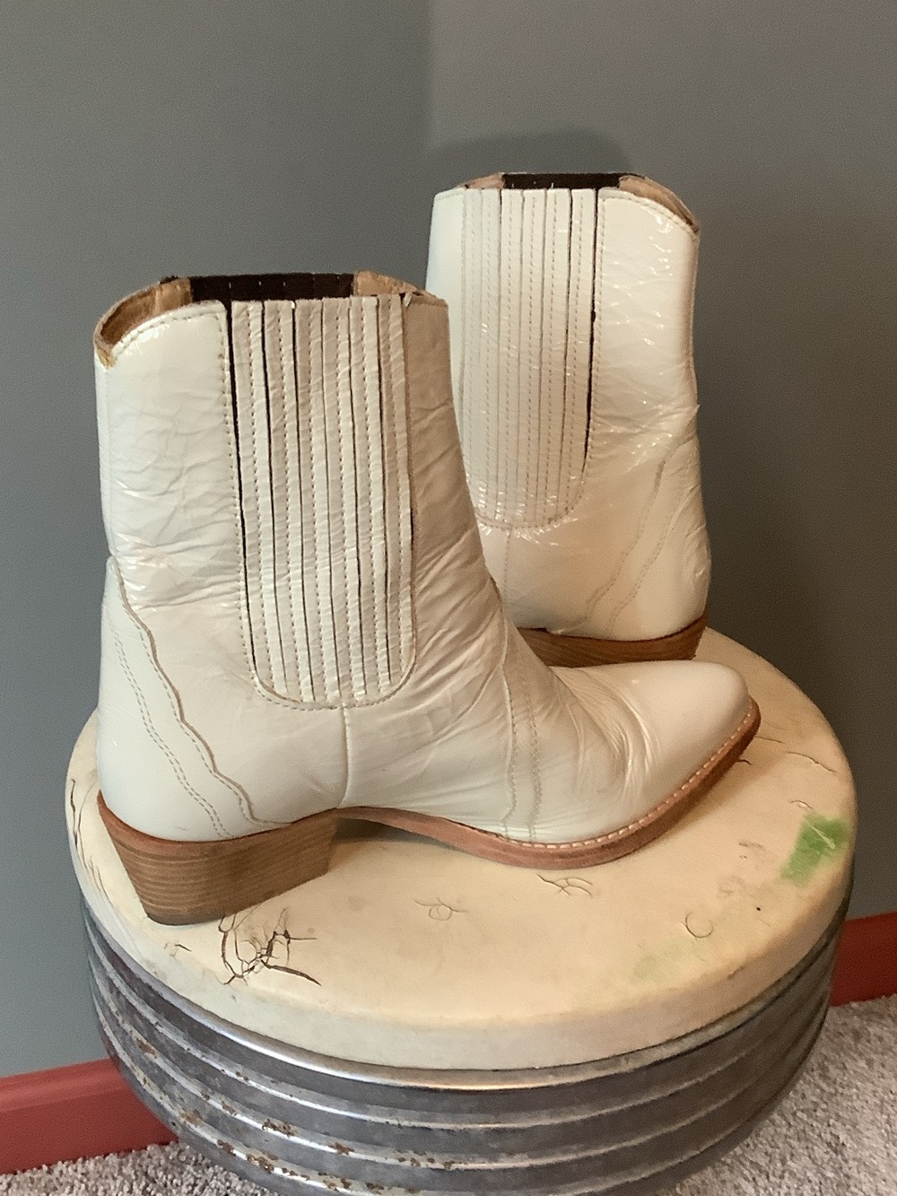 Free People Cream Western Ankle Booties Size Women’s 37.5